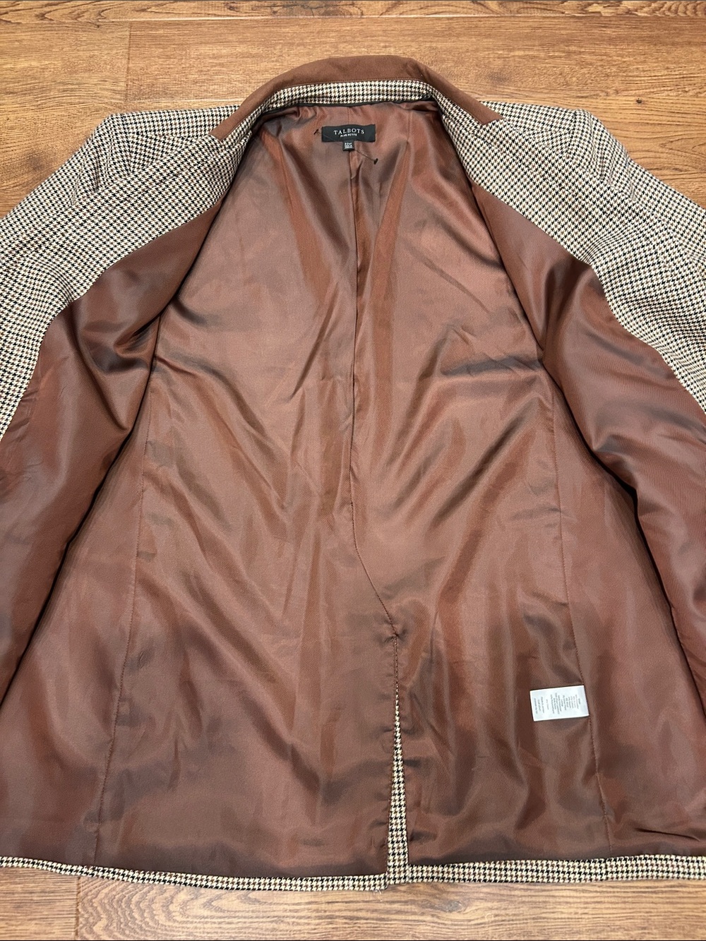 Talbots Plus Petite Relaxed 90s Blazer Autumn Check Brown Houndstooth Women 22wp - Picture 13 of 16